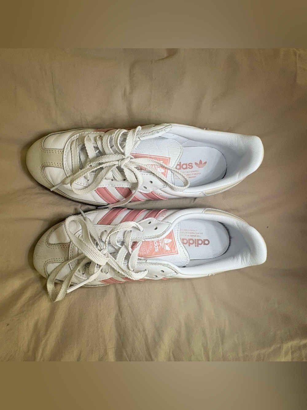 Not sold adidas Women's Low-Top White Sneakers with Pink Stripes